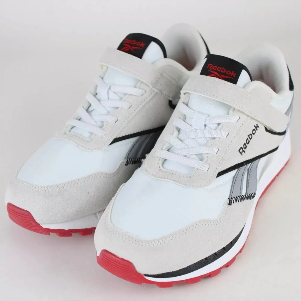 NEW Reebok Kids' Classic Nylon Athletic Low Top Shoes White Grey Red